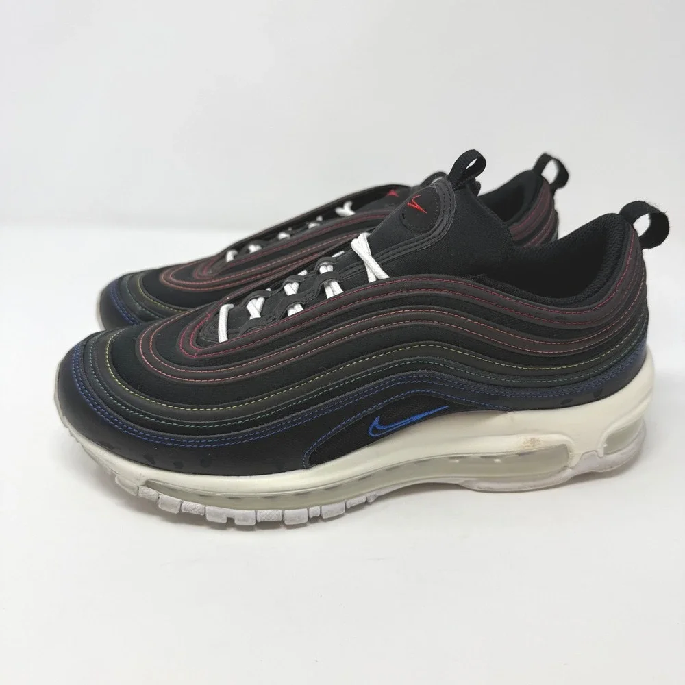 Nike Air Max 97‎ Black Rainbow Multi Color Stitching DJ5999-001 Womens Size 9.5